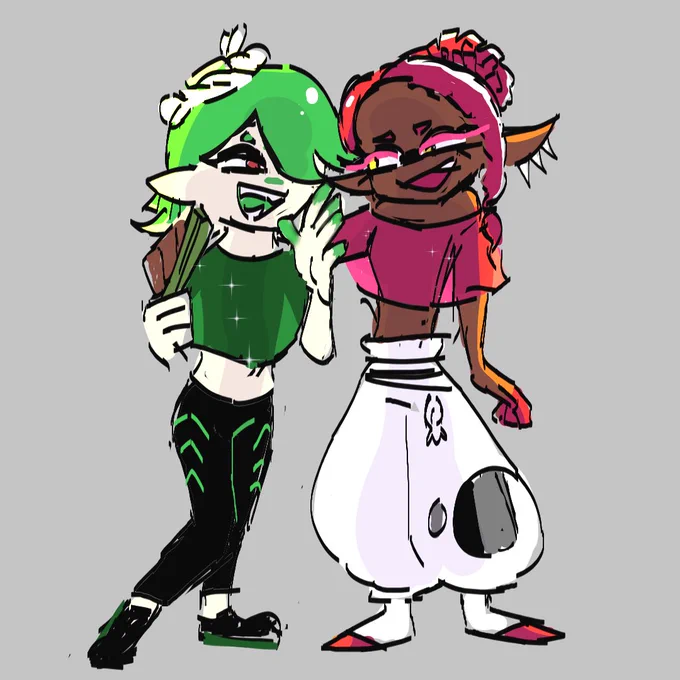 love the trend of drawing them pink&amp;green love love#Splatoon3 