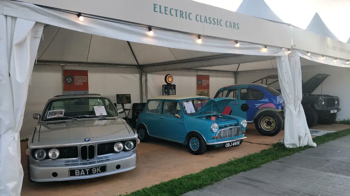 Ready for a weekend of fun @goodwoodrevival If you want to see the cars up close we're at stand 356 in the 'Over the Road' area. 😎⚡👌#goodwoodrevival #electricmini #electriclandrover #electricbmwE9  #electricbeetle