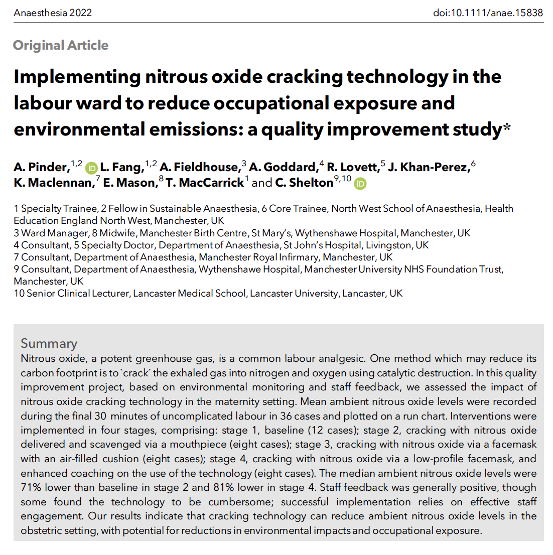 Anaes_Journal's tweet image. 🔐Published today! Nitrous oxide cracking reduces ambient levels by 71–81% in the obstetric setting, with positive implications for environmental impacts and occupational exposure.

@HirdAnnie @loafnbread @DrCliffShelton

🔗…-publications.onlinelibrary.wiley.com/doi/10.1111/an…