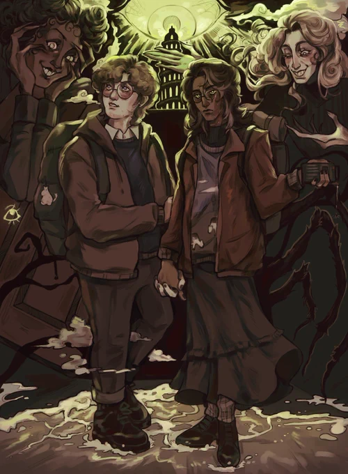 Another artist who's art makes me feel all cozy is @WhyyCherry. I feel like their art would fit right into a whimsical romance graphic novel. When I see artists use warm palettes, it's usually on the orange side, but I don't see artists use pink tones like he does, so pretty!!! 