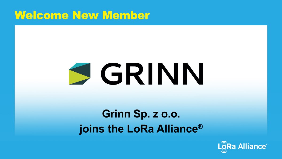 Please help us in welcoming <a href="/GrinnInt/">Grinn</a> to the #LoRaAlliance. Grinn devises, designs and develops turnkey solutions for the #IoT. To learn more about them, visit: lora-alliance.org/alliance_membe…