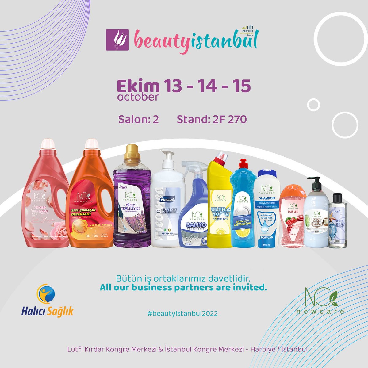 ''Beauty İstanbul'' Ekim 13-14-15 günleri
Sizler ile birlikteyiz, tüm iş ortaklarımız ve misafirlerimizi ağırlamaktan mutluluk duyarız.

#beautyistanbul #halıcısağlık #newcare #fuar #istanbul #istanbulfuar #babycareproducts #bebekbakımürünleri #kozmetik #alantemizliği