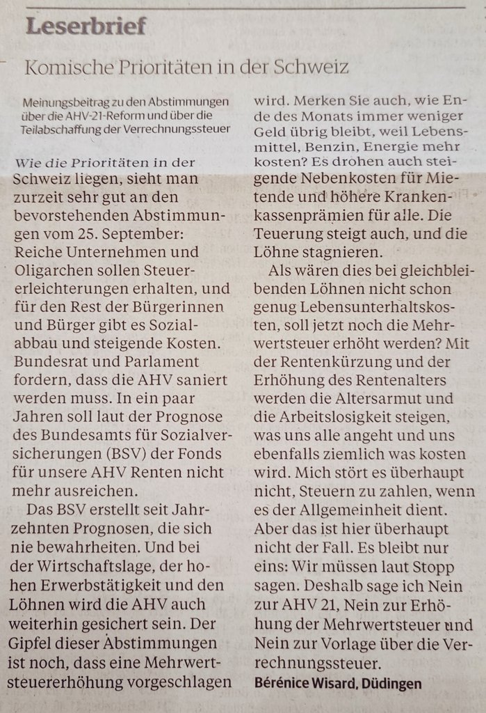 Ich sage Stopp und du? 3x Nein am 25. September. #AHV21NEIN Nein zur Erhöhung der #Mehrwertsteuer Nein zur Vorlage über die #Verrechnungssteuer.