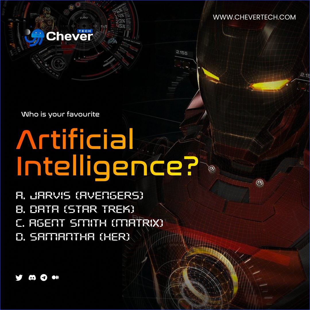 CheverTech's tweet photo. It's definitely hard for us to pick one so we just choose those that our engineers create! π«£
Share yours in the comment section.
#chevertech #artificialintelligence #machinelearning #superheros #avengers #startrek #matrix #her #emergingtech #robots #interactive #ai #ml https://t.co/cnREjgURyh