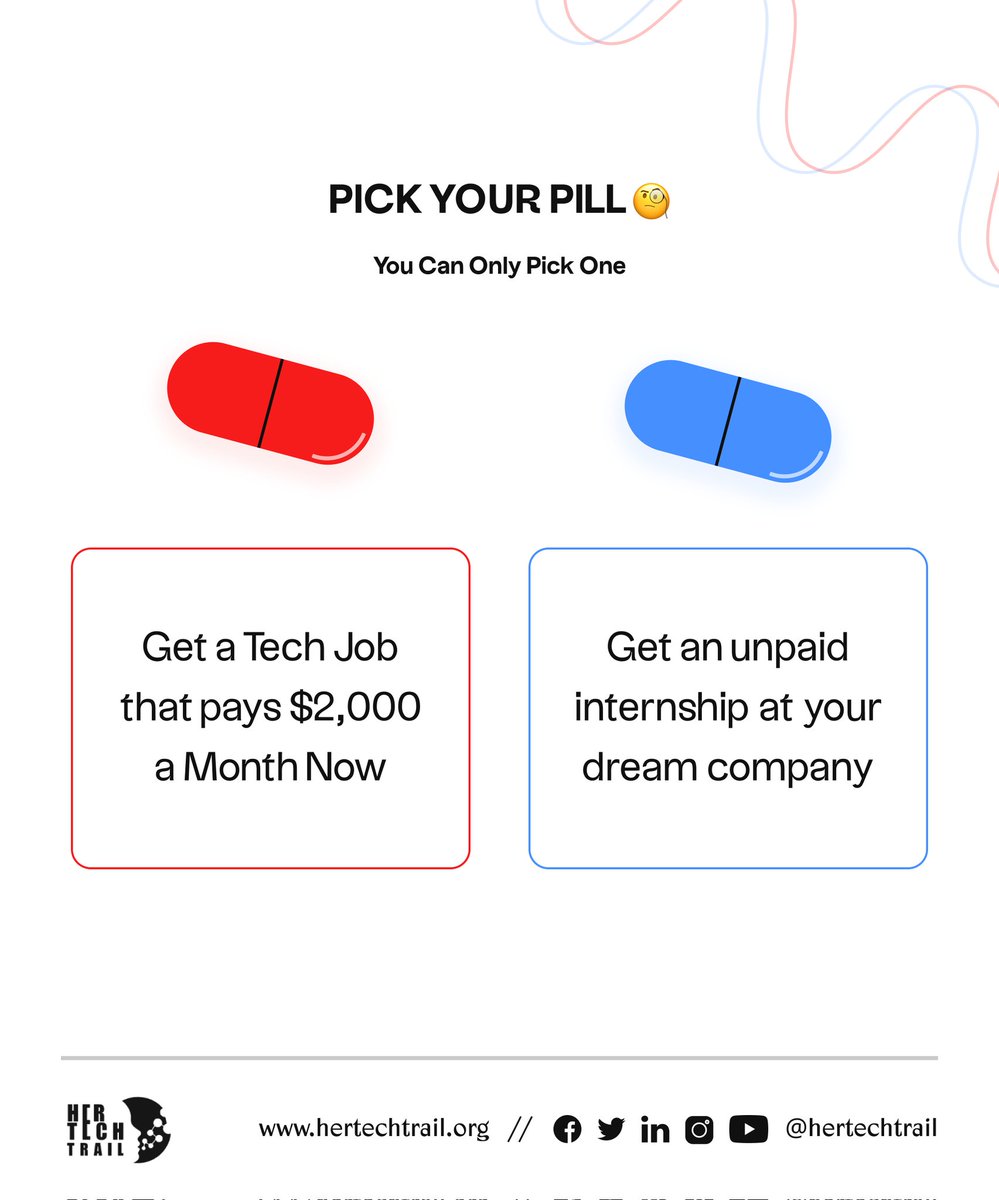 Pick a pill Friday! 🤓 Red or blue What's your option? #funfriday #womenintech #hertechtrail