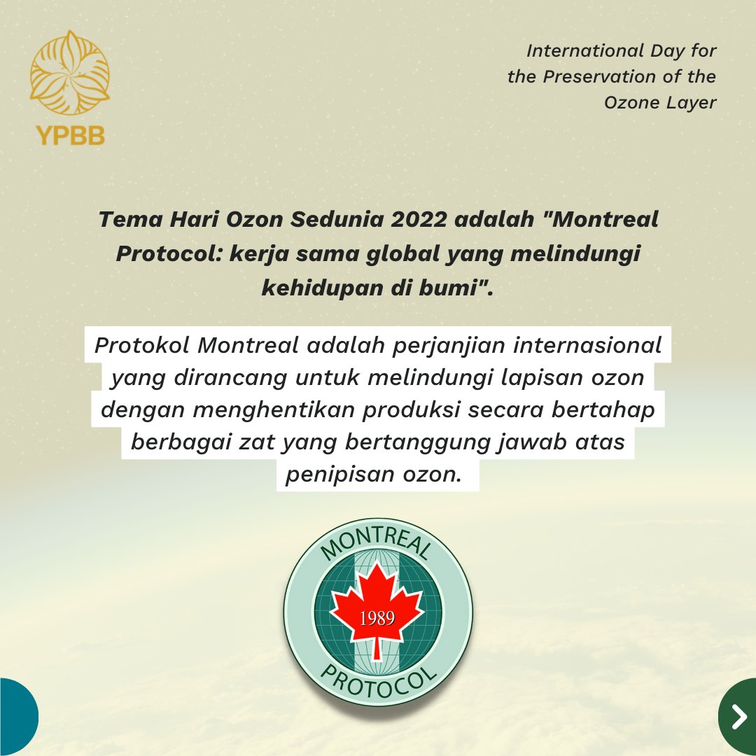 ypbb_id's tweet photo. Ozon memiliki peran penting untuk melindungi kita dari radiasi ultraviolet berbahaya yang dipancarkan matahari.
Penipisan lapisan ozon sangat berbahaya bagi semua makhluk yang ada di bumi.
#worldozoneday #ozoneday #hariozonsedunia #saveozonesaveearth https://t.co/ziiC9QEA9N
