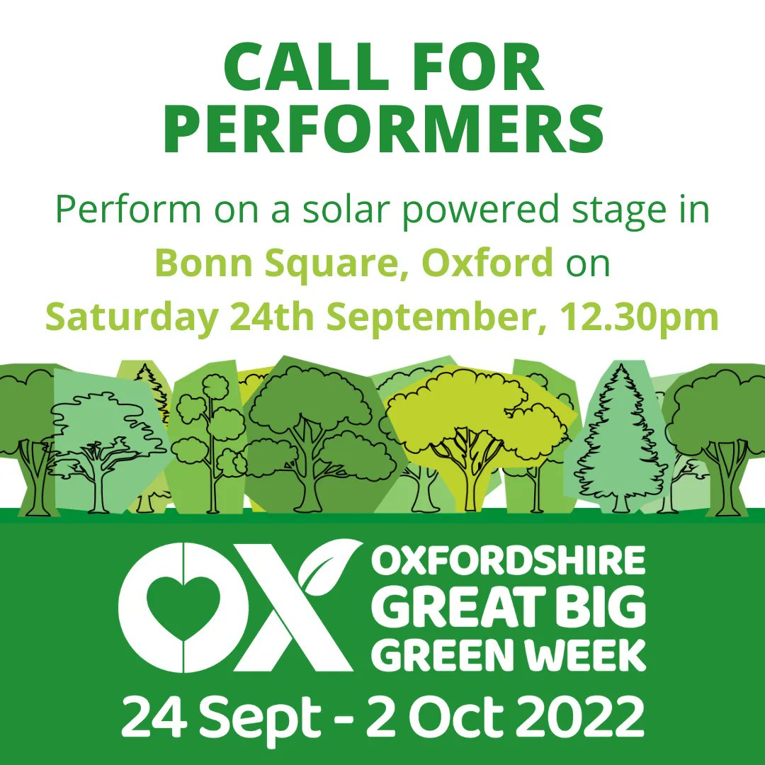 greenartsox's tweet photo. Call out! Speakers, performers and poets, we need you to help to deliver the message of community action on climate change!
Would you like to perform on this wonderful solar powered stage on Sat 24 Sept?
Contact Ellie at contact@greenartsox.co.uk
#GreenWeekOxon https://t.co/xQzvr2SpAs