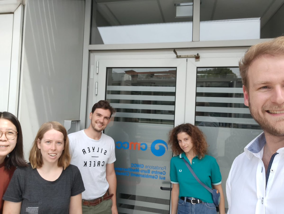 WaterWageningen's tweet photo. On Wednesday a delegation of WSG PhDs went to the headquarters of @CmccClimate Simulation and Prediction division in Bologna to learn from #climatemodelers and to have an idea of the science behind climate input data that we use daily. Great way to bridge knowledge gaps! #PhDweek https://t.co/QQ2t69G7iv