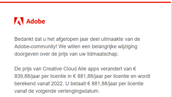 I guess it's time to move away from @adobe software. Been using Affinity Designer more than Photoshop anyways, and Davinci Resolve is a fine alternative for Premiere Pro I guess😅1k/year just to use Adobe software is just too much.