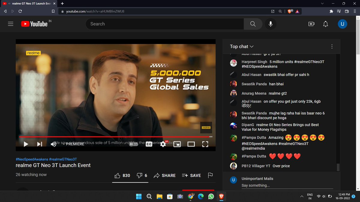 Bhaskar4Tweets's tweet photo. @realmeIndia 5 million units 
#NEOSpeedAwakens 
#realmeGTNeo3T 
@realmeIndia https://t.co/hItVqrBMLo