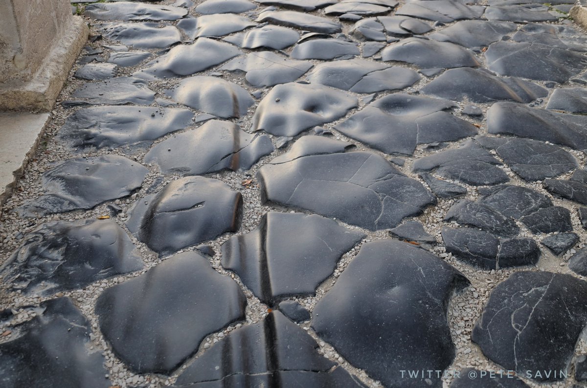 Roman wheel ruts and smoothed paving slabs on a section of roman road in #Verona #romanroads #Italy