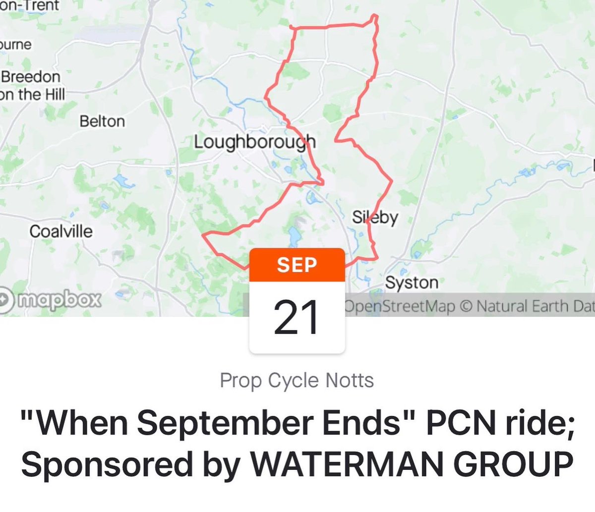 “When September Ends” networking ride - Wed 21st Sept (next week) 📍Meeting in East Leake 🗺35 miles 🚵Chance to tick off @100ClimbsChall Beacon Hill 🍻Refreshments @the_woodies Thank you to this months sponsor @Waterman_group @jontypurcell 👏🏻 Strava event on the club page