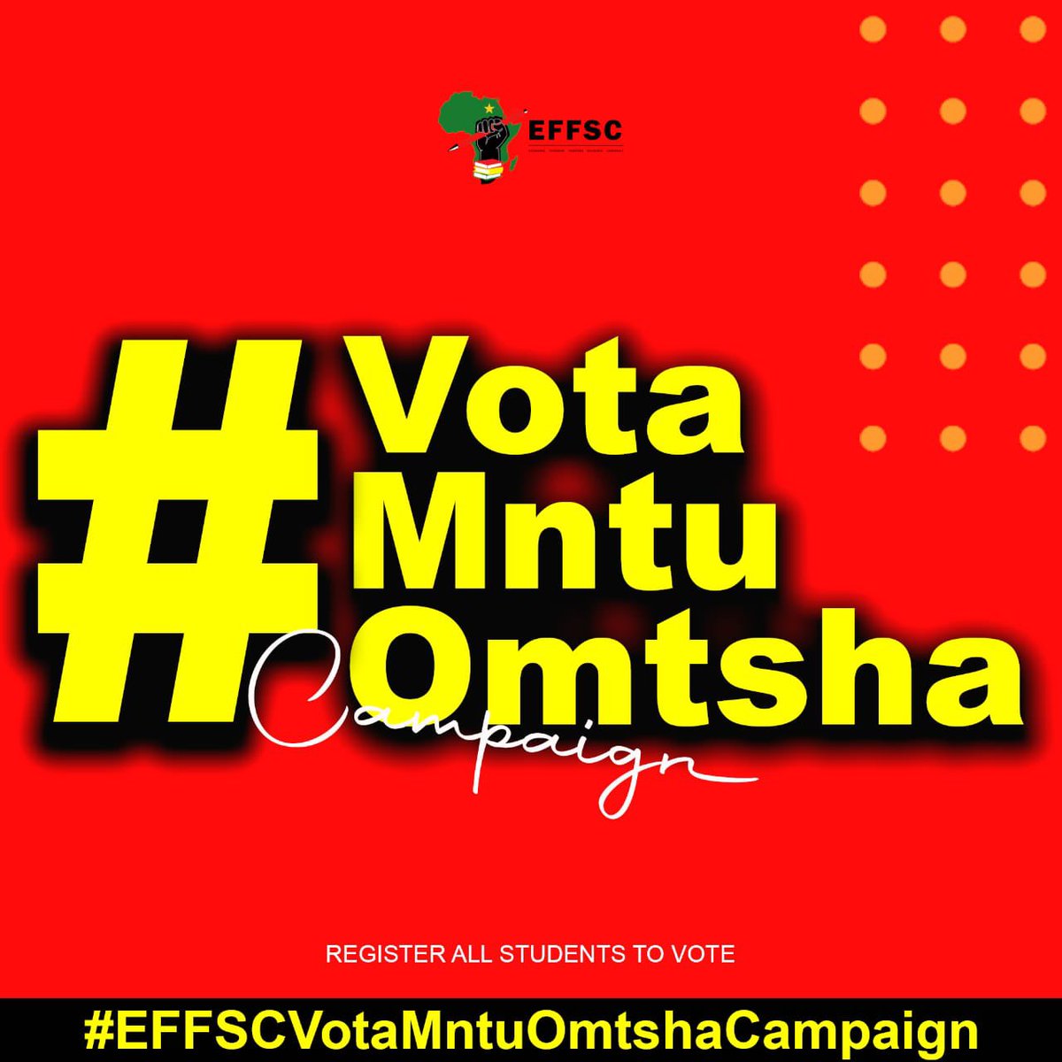 EFFYouthCommand's tweet image. ♦️EVERY FRIDAY♦️

Every #RedFriday all members, activists and ground forces of the EFFSC must rally and register the youth of South Africa with the Independent Electoral Commission (IEC) 📍

You can also register online NOW: registertovote.elections.org.za/voter-online-r…

#VotaMntuOmtsha