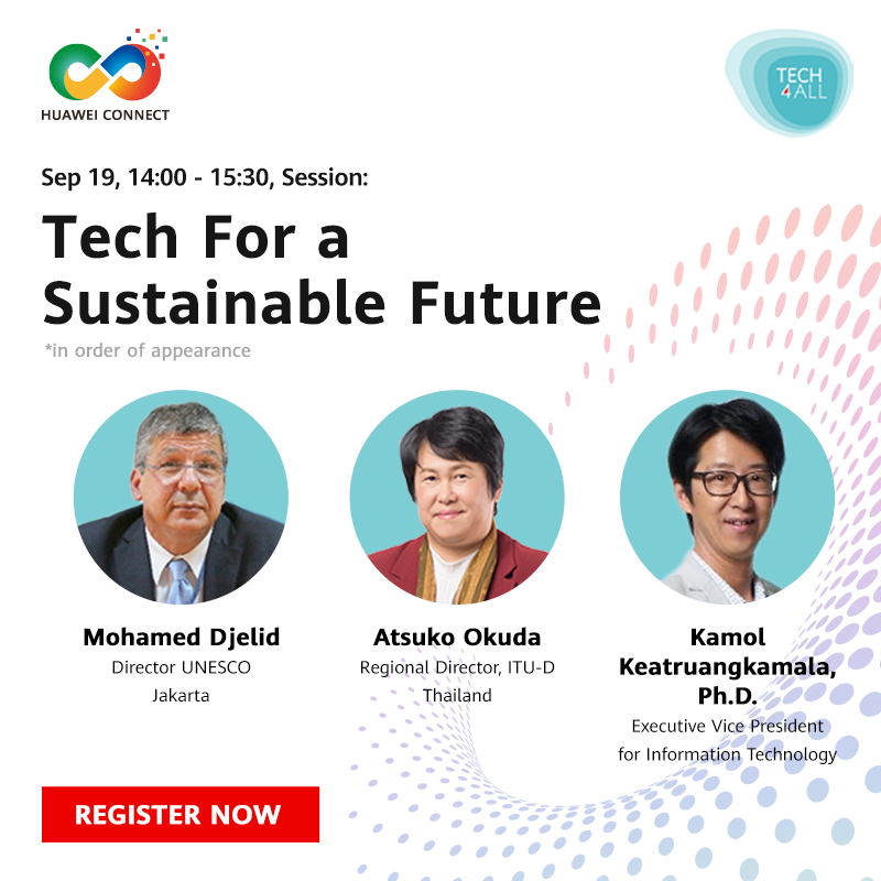 HuaweiAPAC's tweet photo. Mark your calendar! September 19, Tech for a sustainability session brings leaders worldwide to jointly help Asia Pacific achieve a sustainable future by 2030 with technology as the key enabler, Join us here https://t.co/7wbk0b121X.
#Tech4all #HUAWEICONNECT #HC2022