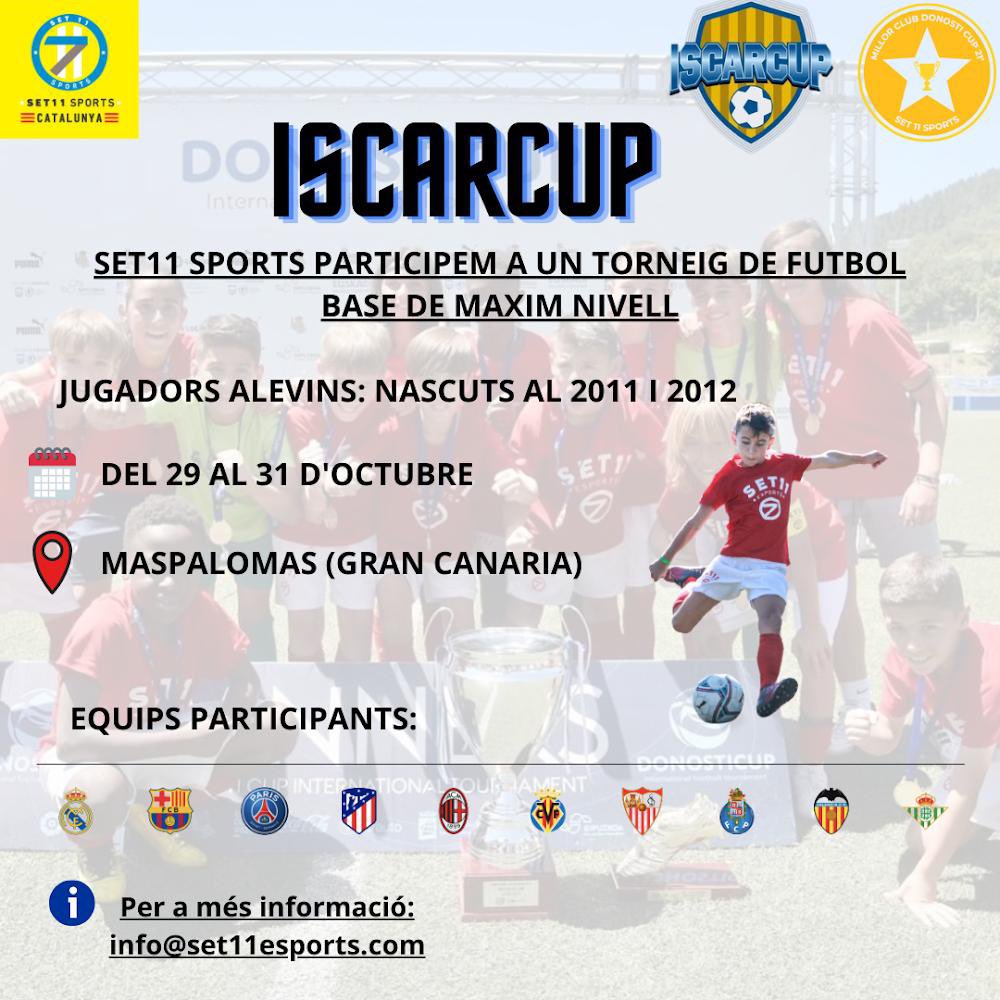 Set11E's tweet photo. A Set11 Sports la pilota no s'atura! 
El proper mes d'octubre estarem presents a la @IscarCup 😍
A més, les famílies tenen oportunitat de viatjar amb l'expedició‼️
Si ets aleví i vols participar en un dels millors tornejos de futbol base, t'hi esperem! 

#iscarcup #set11isadream https://t.co/4wOxLvsIfA