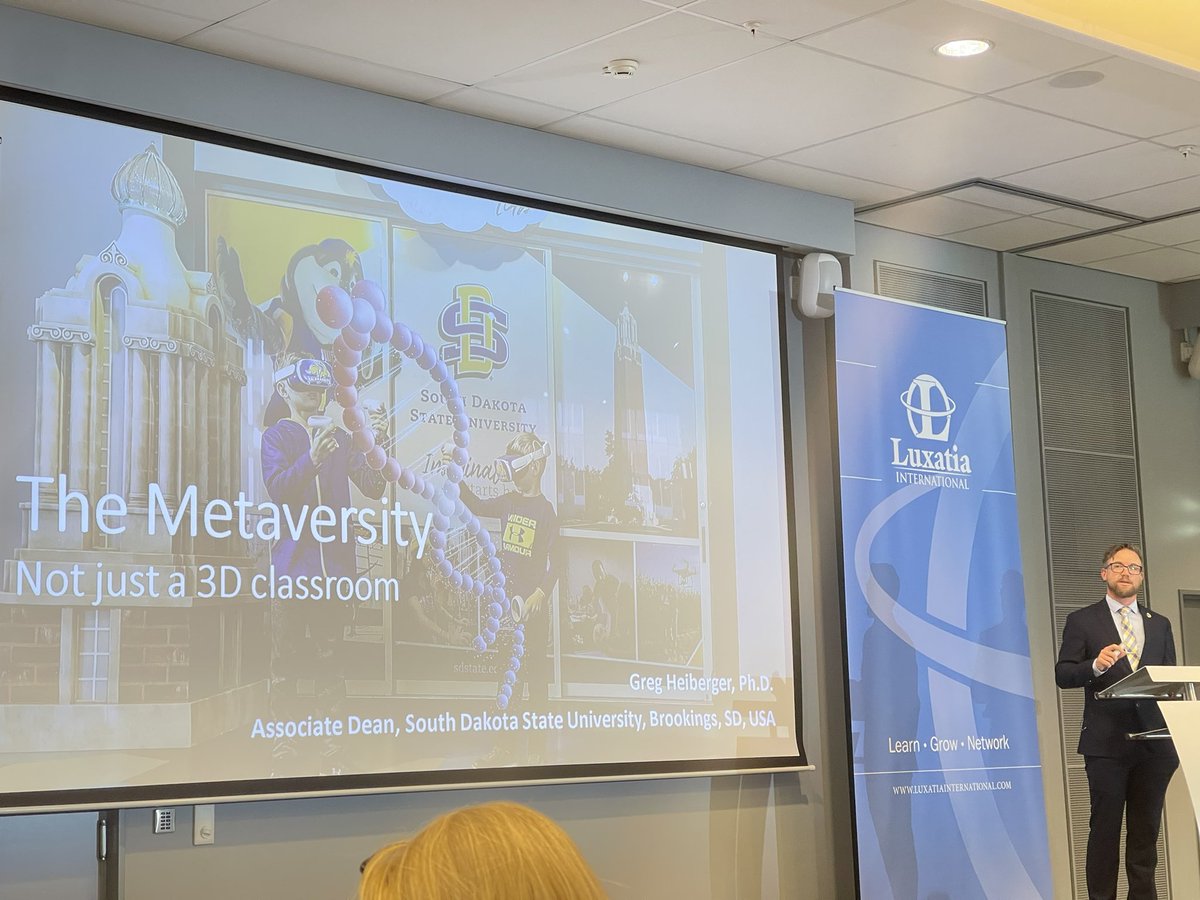 b_e_sanders's tweet photo. Kicking off Day 2 of Innovative Learning Spaces Summit 22 with: The Metaversity — not just a 3D classroom, happening @ South Dakota State University! #LearningSpace2022 https://t.co/FP56rqmO0X