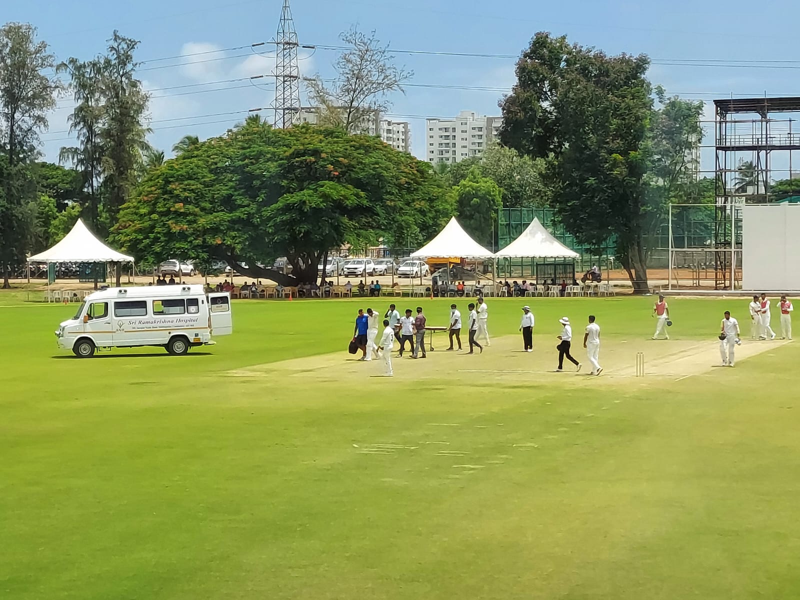 Duleep Trophy Semifinals LIVE: Venkatesh Iyer SURVIVES BIG SCARE, Chintan Gaja's wild throw injures Iyer as Ambulance rushed inside ground, Check Pics 