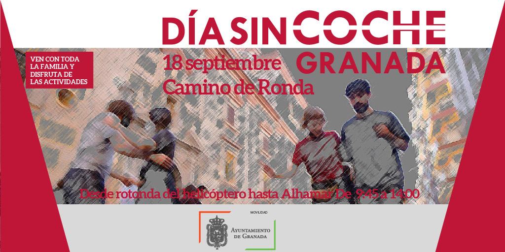 cgimgranada's tweet photo. 🚶🏻‍♂️🚴🏻‍♀️🛴🚌🚕 #DíaSinCoche en Camino de Ronda el domingo 18 de septiembre, con actividades culturales, lúdicas y deportivas. #SEM2022 https://t.co/2s9MAS8uvc https://t.co/Tk1au4h3vF