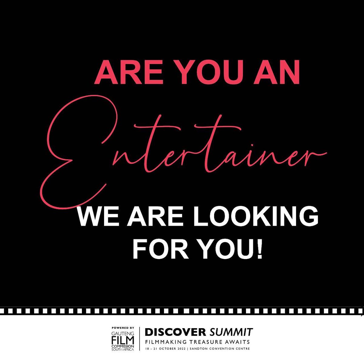 _discoversummit's tweet photo. WE WANT YOU!

In celebration of 20 years of the @GautengFilmCom , we will be hosting our Inaugural Discover Summit and are looking for top-tier entertainers to dazzle our crowd!

Please send your business details or record of relevant work to:
info@discoversummit.co.za https://t.co/0eFC9NgVFR
