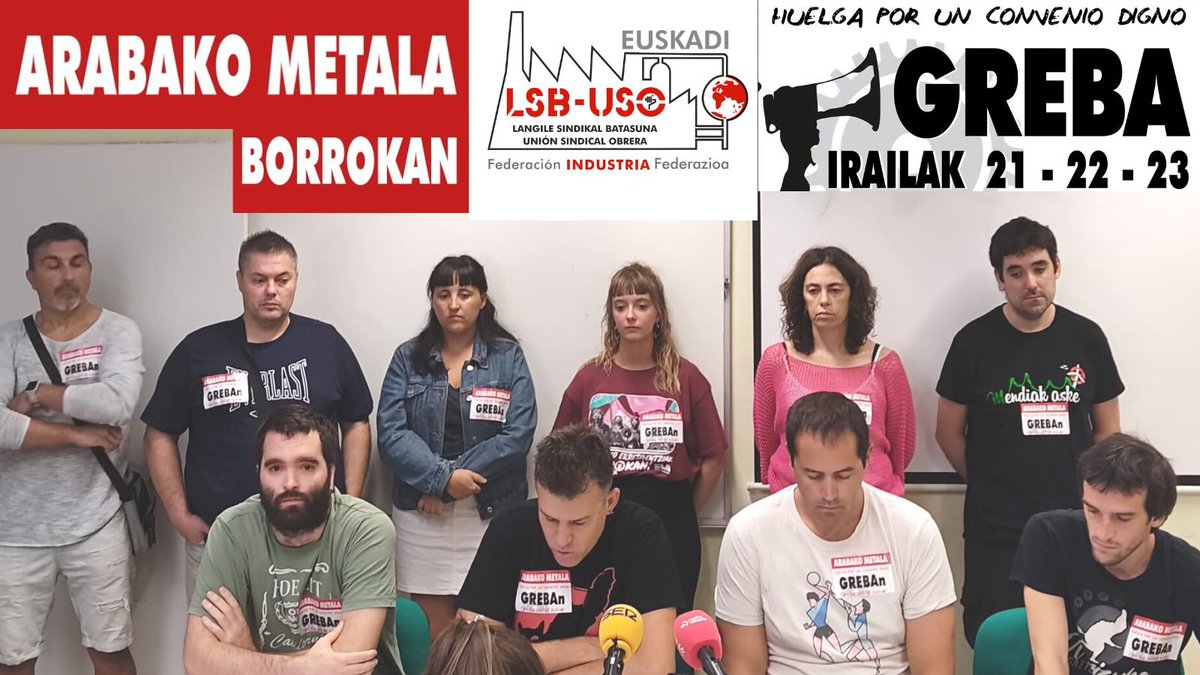 LSB_USOEuskadi's tweet photo. 🔴En #septiembre retomamos la lucha por un convenio digno en el sector del ⚙️#MetalAlava 
3 días de #huelga por un #conveniodigno y por una #NegociacionYA
📢#ArabakoMetala ⚙️grebara itzuli da hitzarmen duin baten alde
LSB-#USOEnLucha #BetiBorrokan
👇🔽
https://t.co/ZPeXCZpRGG https://t.co/Mkfhejtqeo