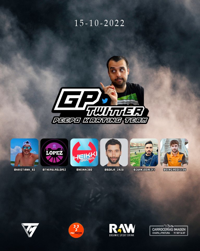 GPPiston's tweet photo. 🚨Peepo Karting Team🚨

@Heikki360 les ha obligado a cambiar sus cockpits por el chasis tubular de un kart, y ojito con ellos que pueden arrasar de la misma manera en el #GPTwitter... 👀

🔴@KristianK_93
🔴@ThePulpoLopez
🟡@Heikki360
🟡@Borja_Zazo
🟢@JuanjoSaezF1
🟢@SergiRosell06 https://t.co/hcRAobO8Qe