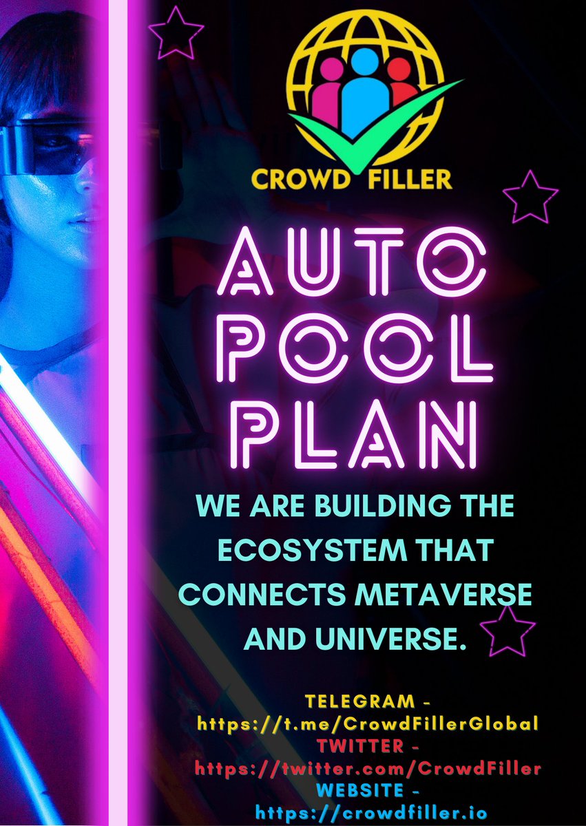 CrowdFiller's tweet photo. 🔥🥇CROWD FILLER AUTO POOL PLAN 🔥🥇

🚀🚀We Are Building The Ecosystem That Connects Metaverse and Universe.🚀🚀

📩TELEGRAM -https://t.co/2zSbQBDv7p

🐥TWITTER - https://t.co/wN8f742XdK

🌐WEBSITE -  https://t.co/UFH6btgreh

#tweetviral #viralpost #topcommunity #crypto #crowd https://t.co/wCmwxeg5bt