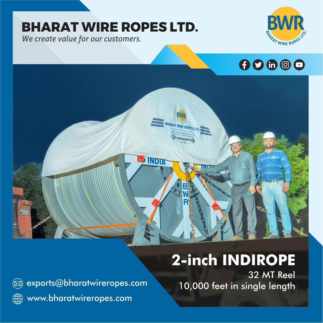 BharatWireRope's tweet photo. Another massive reel on its way to a client in North America.
#steelwireropes #wirerope #strands #guystrands #quality #slings #chalisgaon #worldslargest #atgaon #delivery #plasticimpregnated #compacted #preforming #value #compactedropes #gondolaropes #india #customersatisfaction https://t.co/q9Z4ulFjT7