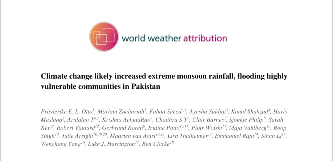 haris0021's tweet photo. Truly honored to be part of the study "Climate change likely increased extreme monsoon rainfall, flooding highly vulnerable communities in Pakistan" led by @wxrisk. 
#ClimateChange #monsoon #Pakistan #Watermanagement
@drfahadsaeed https://t.co/zXgwfZvhSs