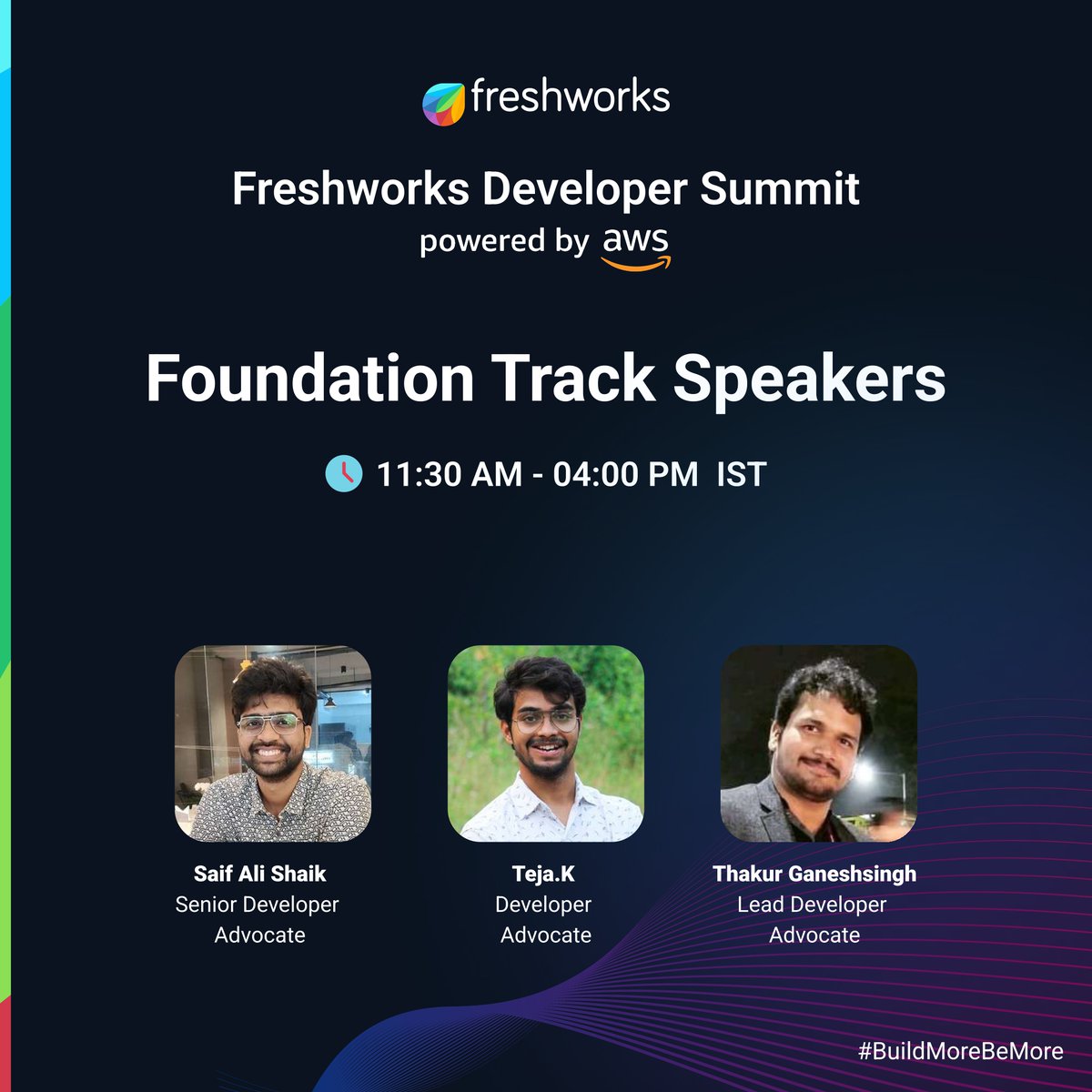 FreshworksInc's tweet photo. Meet the speakers of the Freshworks Developer Summit, powered by @awscloud.
📅 22 September 2022
📌 Bangalore, India
Only limited seats are available. Register now: https://t.co/ynpnCXyalu
#BuildMoreBeMore #freshworksdevelopersummit #developers https://t.co/iuJ4JqN5vT