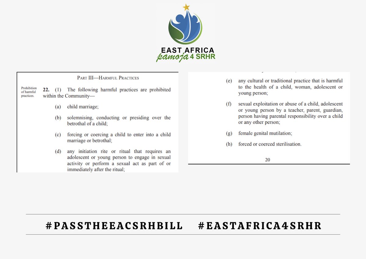 Under preliminary part 3- Harmful practice, the #EACSRHBill Prohibits harmful practices in all the six states. #PassTheEACSRHBill #SupportTheEACSRHBill