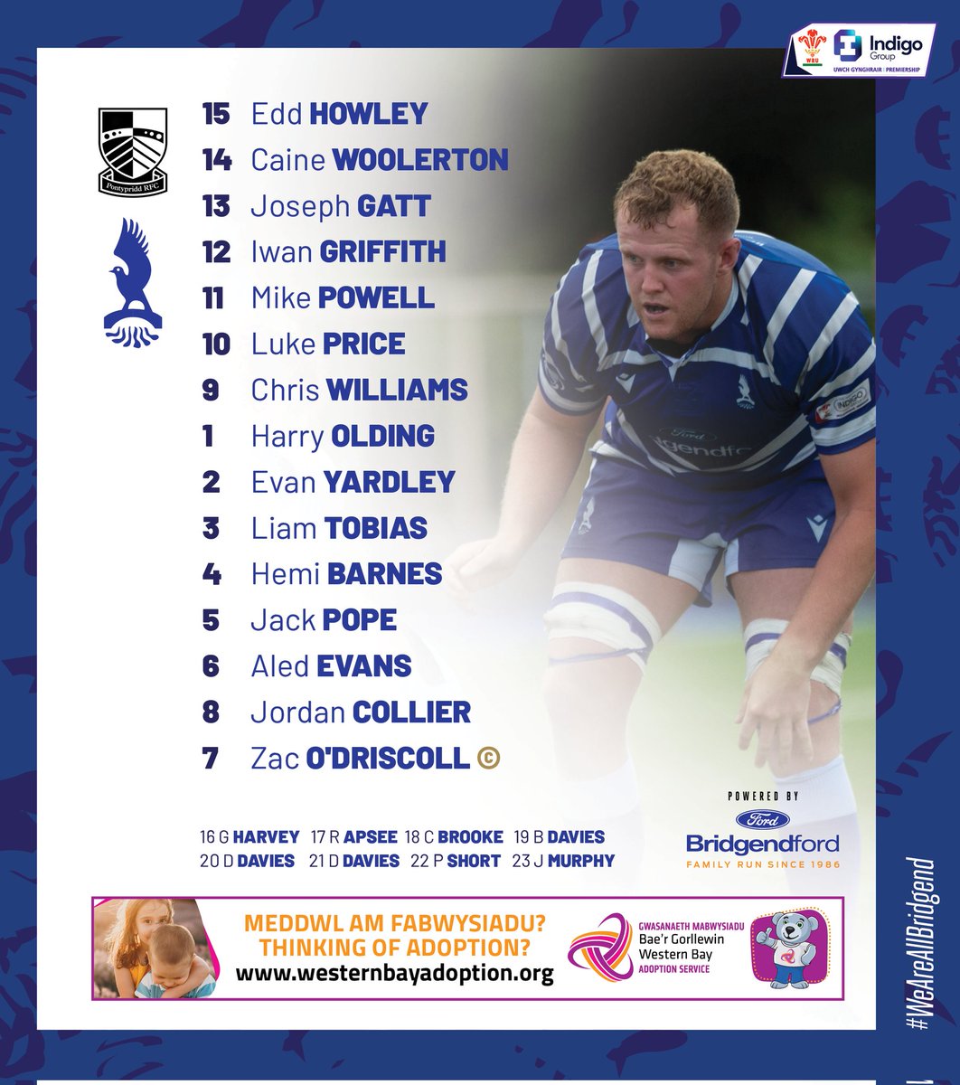 𝙏𝙚𝙖𝙢 𝙉𝙚𝙬𝙨 📝

Here's how we lineup for tomorrow's <a href="/IndigoPrem/">The Indigo Prem</a> Cup clash at Sardis Road against Pontypridd (2:30pm). 

➡️ bridgendravens.co.uk/2022-23-websit…

🔵⚪