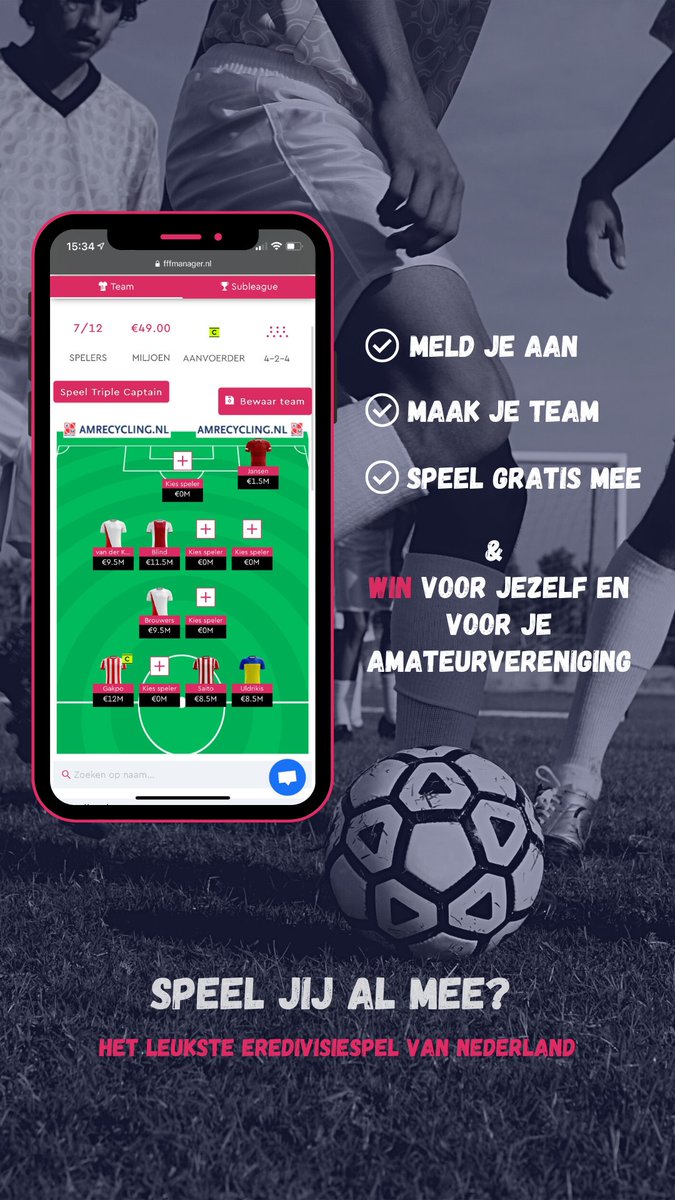 FffManager's tweet photo. Speel jij al mee?🫵🏻
https://t.co/VkTxF30crr
#eredivisie #voetbal #kelderklasse #amateurvoetbal #winnen https://t.co/RxeO6MWAMU