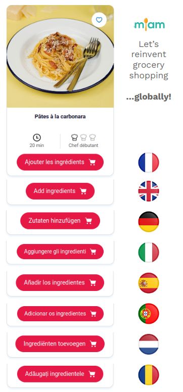 MiamB2B's tweet photo. Were are now available in all languages and compatible with any platform (Web, #iOS, #android ) !

We're proud to announce that we can now integrate Miam eCommerce to any e-grocery experience, whether you'd rather eat Sarmale in Bucarest, or Bacalhau in Lisboa. https://t.co/YFuBQHRUkc