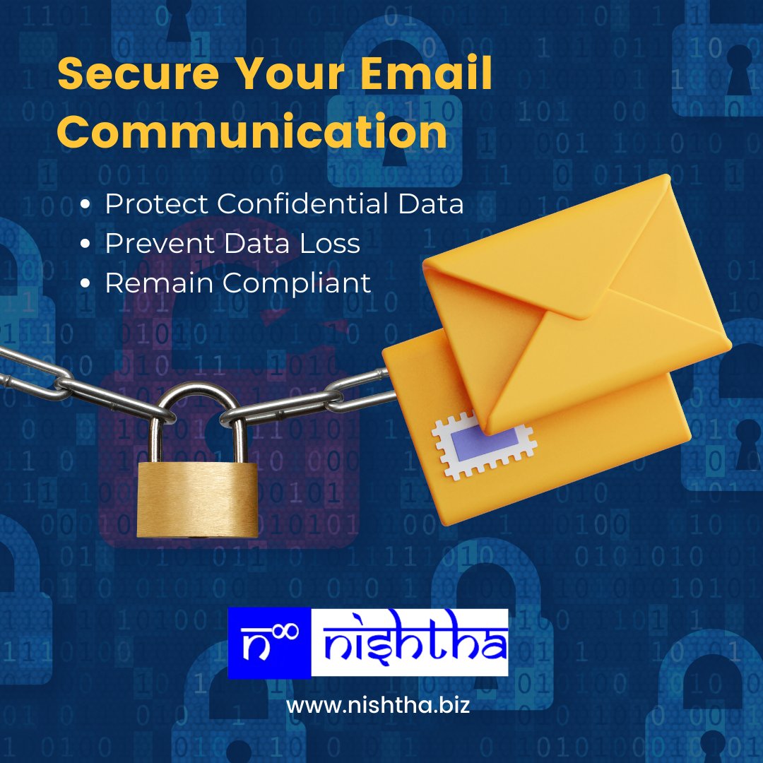 nishthabiz's tweet photo. Secure Your Email Communication โ
Protect Confidential Data โ
Prevent Data Loss โ
Remain Compliant
Contact Us | https://t.co/B1TD432SG7
#NishthaBiz #DigitalSecurity #CloudSecurity #EmailEncryption #MalwareAttack #RansomwareAttack #PhishingAttack #MaliciousURL #DataTheft https://t.co/wWRvdxIlUe