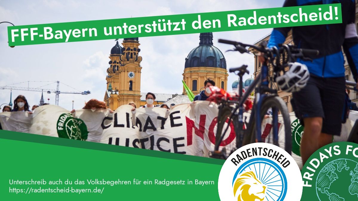 fff_bayern's tweet photo. Wir unterstützen den @radentscheid_by! 🚲
Wir brauchen ein Radgesetz für die Verkehrswende und den Klimaschutz. Unterschreib beim Klimastreik am 23.9 in deiner Stadt oder bei einer der Sammelstellen das Volksbegehren: https://t.co/YunvkIMyh8
#PeopleNotProfit #RadentscheidBayern https://t.co/CnTk2FOmLF
