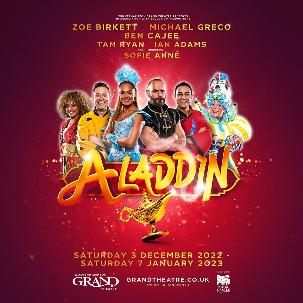 Wolverhampton Grand (@wolvesgrand) on Twitter photo A magical #WolvesGrandPanto cast for #Aladdin! 🧞♂️✨
⭐️ <a href="/iamzoebirkett/">Zoe Birkett she/her</a> (Spirit of the Ring) <a href="/MichaelGreco2/">michael greco</a> (Abanazar) <a href="/ben_cajee/">Ben Cajee</a> (Aladdin) <a href="/tamryan28/">Tam</a> (Wishee) <a href="/ianadamz/">Ian Adams</a> (Widow Twankey) and <a href="/sofieannemusic/">S O F I E A N N É</a> (Princess Jasmine) ⭐️
📅 3 Dec - 7 Jan
🎟 bit.ly/AladdinWolves A magical #WolvesGrandPanto cast for #Aladdin! 🧞♂️✨
⭐️ <a href="/iamzoebirkett/">Zoe Birkett she/her</a> (Spirit of the Ring) <a href="/MichaelGreco2/">michael greco</a> (Abanazar) <a href="/ben_cajee/">Ben Cajee</a> (Aladdin) <a href="/tamryan28/">Tam</a> (Wishee) <a href="/ianadamz/">Ian Adams</a> (Widow Twankey) and <a href="/sofieannemusic/">S O F I E A N N É</a> (Princess Jasmine) ⭐️
📅 3 Dec - 7 Jan
🎟 bit.ly/AladdinWolves