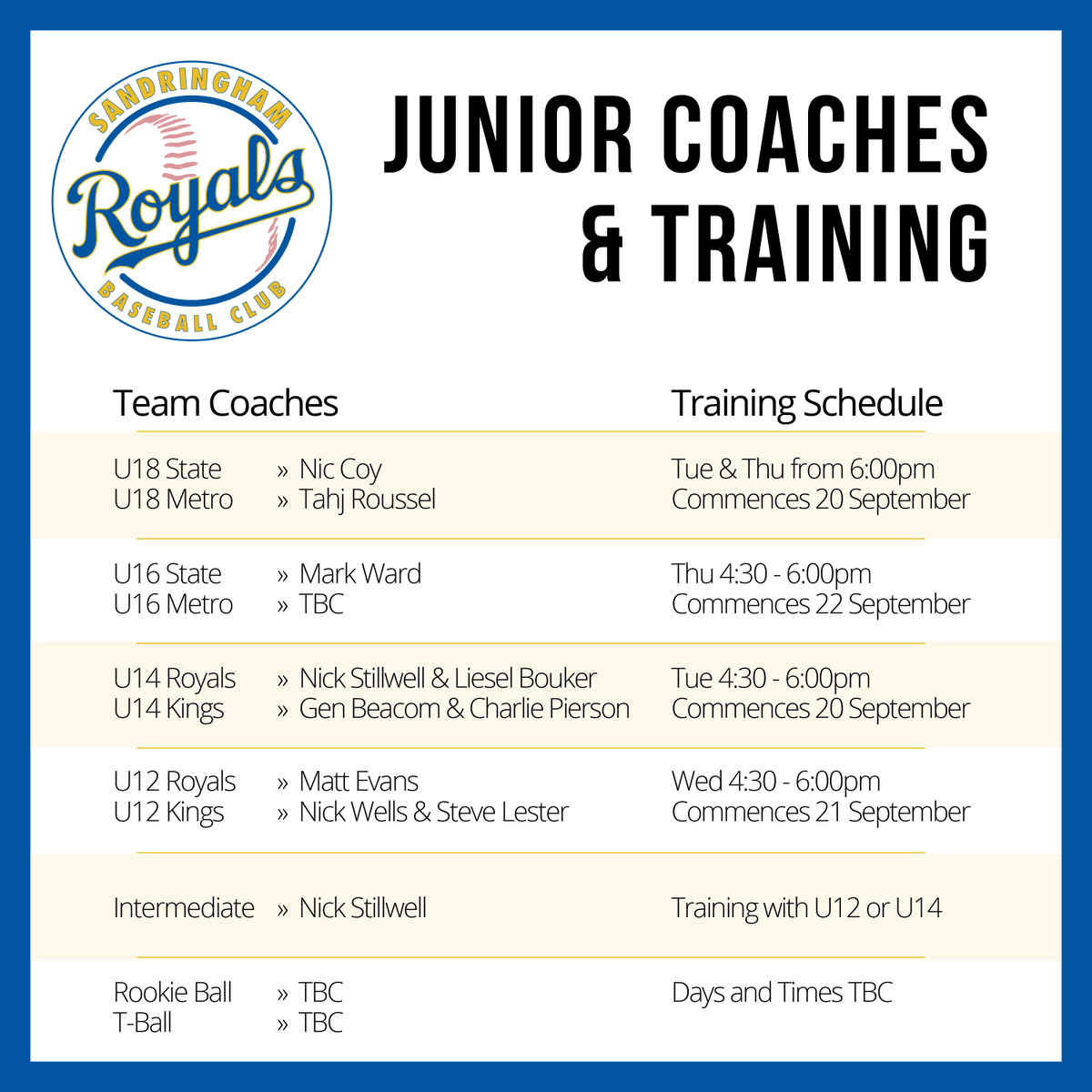 SandyRoyalsBC's tweet photo. The coaching roster and training schedule for the 2022/23 Summer Season is out! Register today at https://t.co/7kETCVdHlp https://t.co/V8lzbvF3Mj