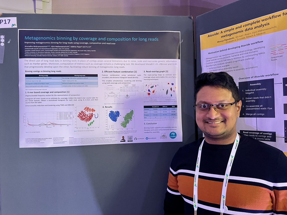 Attending genomes of microbiomes. Such a great event with amazing researchers presenting their wonderful work. It’s great to be a poster presenter too. 
#GenomesMicrobiome22 #metagenomics #Bioinformatics @MicrobioSoc