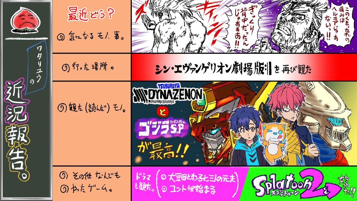 明日の20時からニコ生にて
『企画会議と言う名の…』一年くらいぶり
にお届けいたします。
毎回、こんな感じで近況報告を作ったりしています。
今も今回の分を作成中。
仕上がりは明日の配信をお楽しみに～🎵 