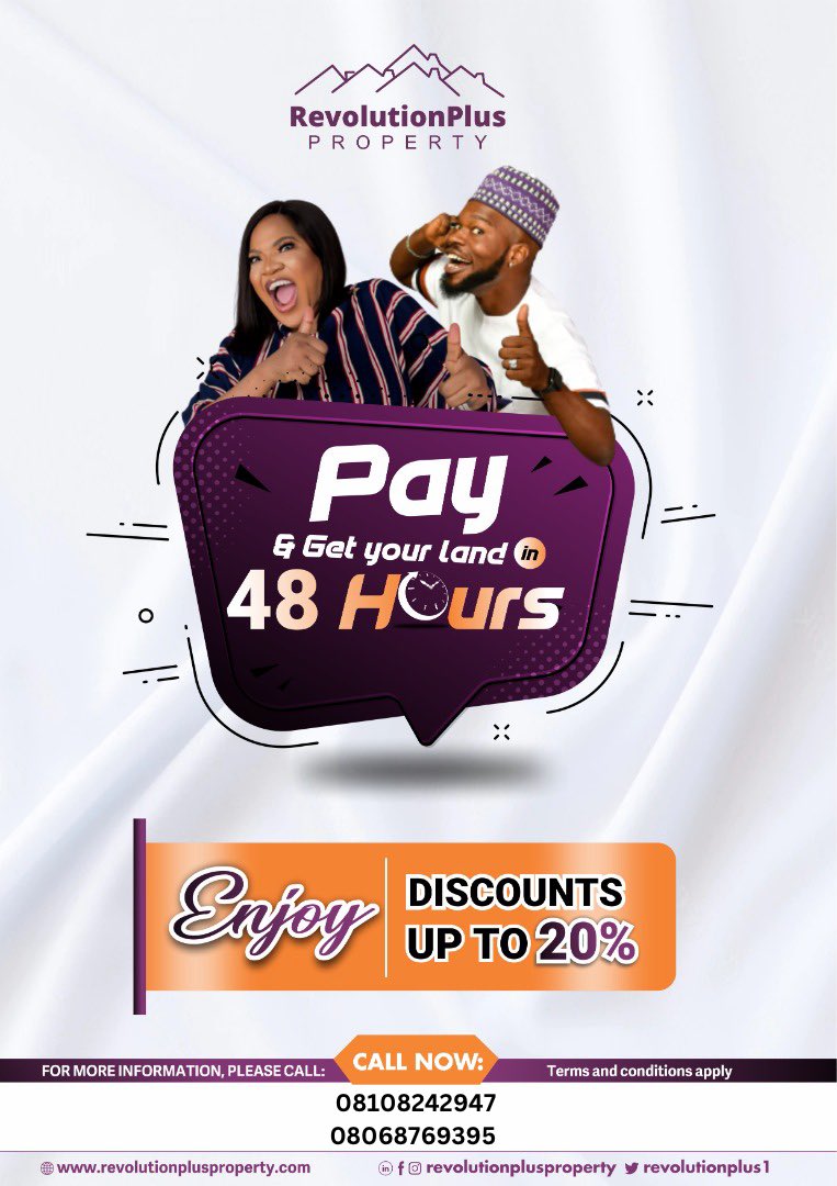 chiexclusivehub's tweet image. Pay now &amp;amp; get your land in 48hours with #RevolutionPlusProperty Call Now! #RealEstateInvesting