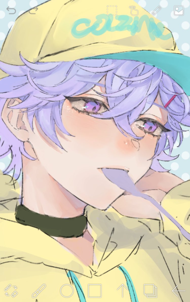 1boy male focus hat purple eyes purple hair solo hood  illustration images
