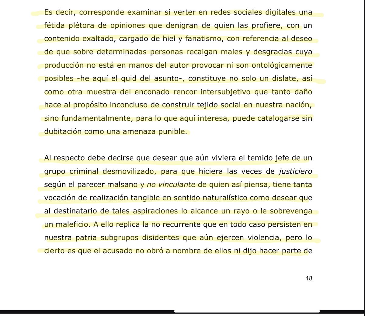 OCHOATORRES's tweet photo. Extracto de la sentencia de segunda instancia - TS de BOGOTA en el caso de Amenazas a Matador,  varios temas de importancia como diferencia entre evidencia digital y documental, la estructura dogmática del delito de amenazas ,  la encuentran con los amigos de msj juridico https://t.co/Zfu6DuIeG0