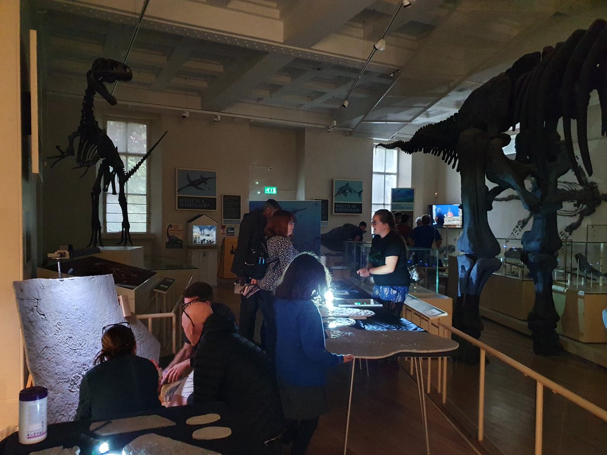 LeicesterPalaeo's tweet photo. Members of Leicester Palaeo, joined by @EdiaCharlotte and @phil_wilby, were at @BritishSciFest @leicestermuseum last night for the event 'Fossils After Dark', showing how lighting can be used to highlight new information on fossils 🪱🔦🦖 #BSF22 https://t.co/lp68TqspLY