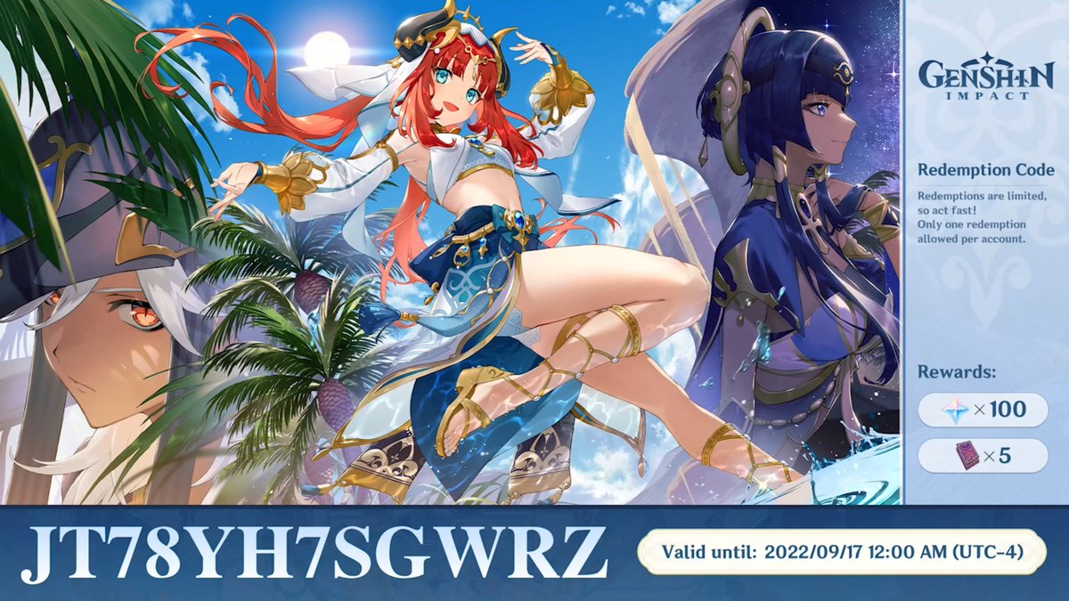 Zehel on X: 3 New Limited Time Redemption Codes during #GenshinImpact  Version 3.3 Live Stream! 8ARAU6FNBNPV NS8BD6EPS77Z ET9SUPENB765 Total: 300  Primogems #原神 #Genshin  / X