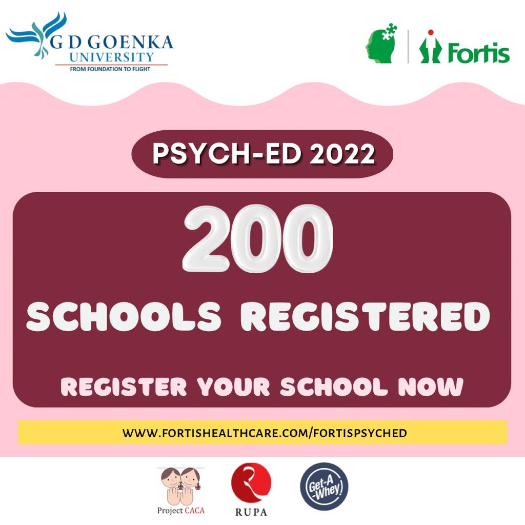fortis_mhbs's tweet photo. More than 200 schools have 
registered for #PsychED - The biggest #psychology #quiz for #school #students 

Have you registered your school yet? 
https://t.co/hQN59l3l2V

#trainyourbrain
#mindspace 
@dr_samirparikh 
@fortis_hospital https://t.co/xNByrth2yZ