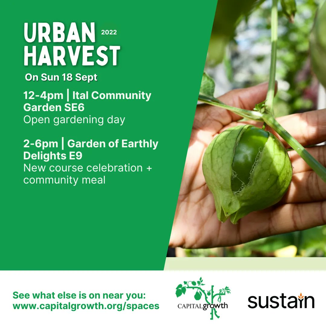 #UrbanHarvest2022 Here's what's on, when &amp; where THIS WEEKEND. So much to choose from all across town. Meet your family &amp; friends in a community garden of your choice + tag us in your photos with #MyUrbanHarvest2022 to enter <a href="/jelliedeelmag/">Jellied Eel Magazine</a>'s book bundle #giveaway w <a href="/chelseagreen/">Chelsea Green Publishing</a>