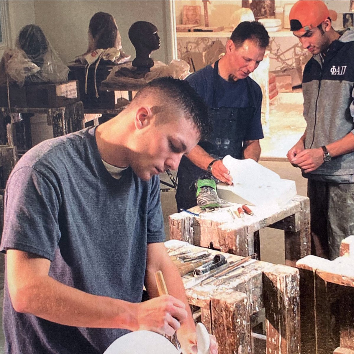 OC_Archives's tweet image. Have you taken an art class? Now that we are settling into the semester and midterms are just around the corner, we look at the past students from the early 2000s sculpture class finishing up their sculptures, taught by our own Gary Wertheimer.