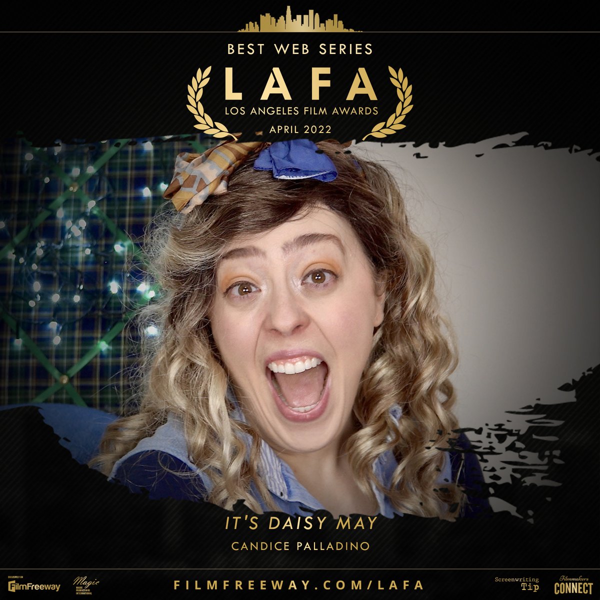 candypalladino's tweet photo. In April, we won #BestWebSeries at the @lafilmawards 
Ecstatic then &amp; now. Yippee! #Thankyou

#ItsDaisyMay #webseries #comedy #casting #creator #womenincomedy #filmfestival https://t.co/xQSnnZ9Mik