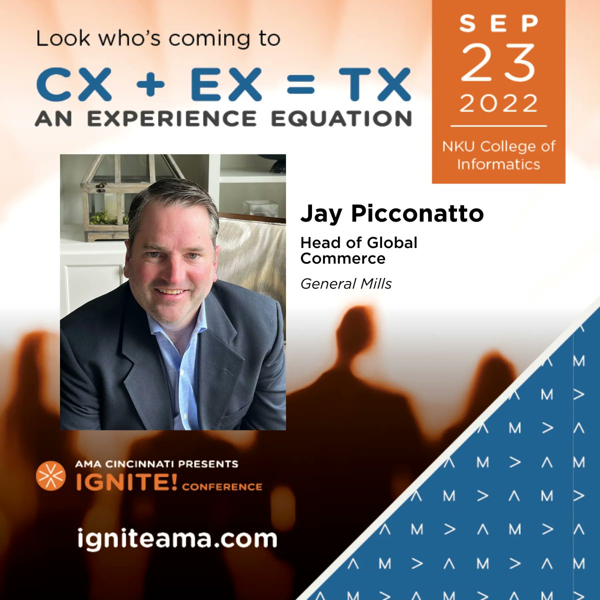 AMACincinnati's tweet image. With Jay Picconatto - Head of Global Commerce with @GeneralMills - understand how technologies can drive new and rich brand activation, necessary to maintain a balance of purpose and personalization for our consumers. Get your ticket today!
#AMAIgnite #AMACincinnati