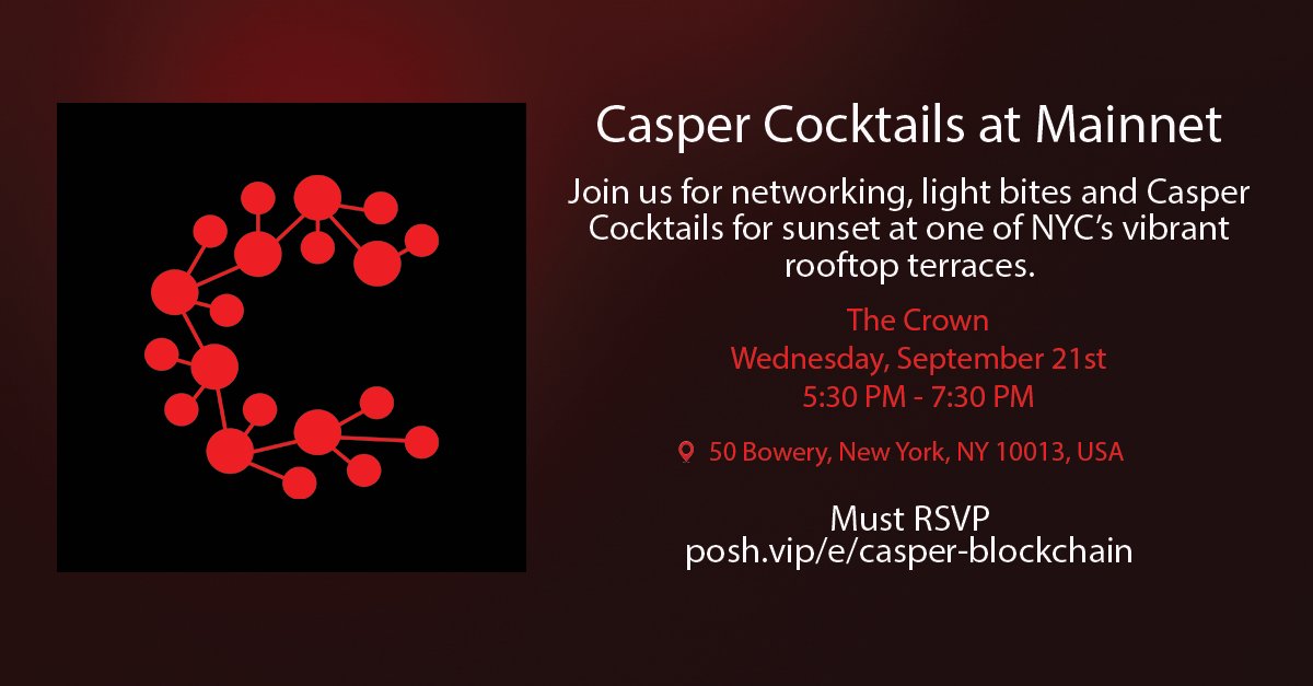 Heading over to @MessariCrypto #Mainnet2022 ? Connect with the Casper ecosystem by attending our networking party on 21st Sept 🎉 Register for free 👇 posh.vip/e/casper-block…